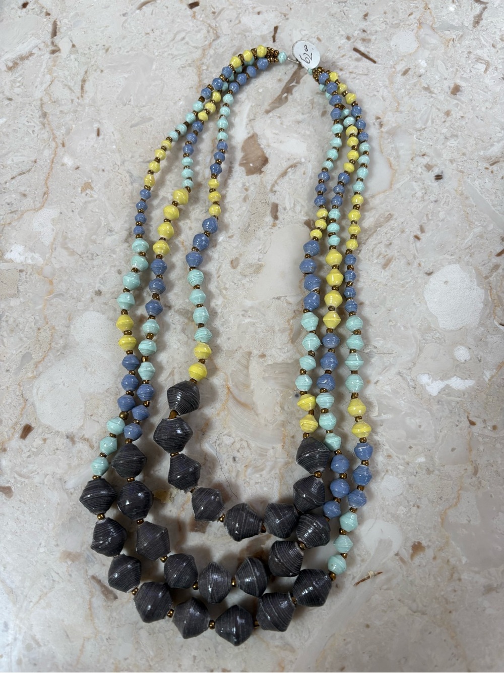 Layered Beaded Necklace in Yellow, Blue & Mint